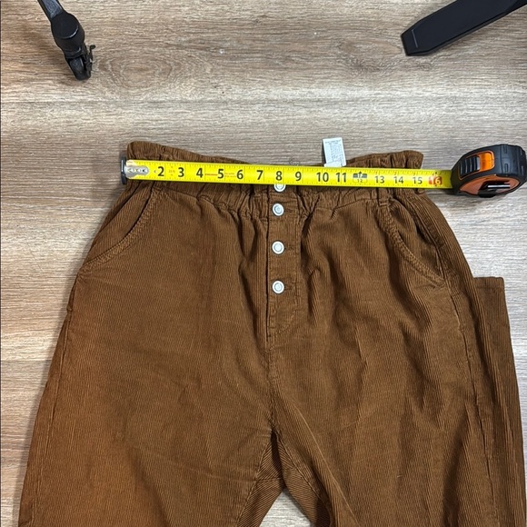 Zara Corduroy Brown Pants Relaxed Fit High-Waisted - Picture 4 of 8